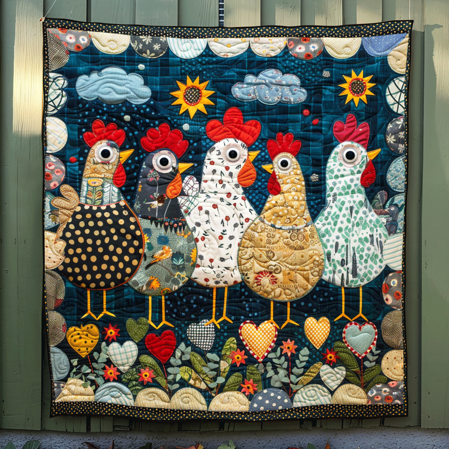 Nighttime Hens Quilted Blanket Presents For Chicken Love