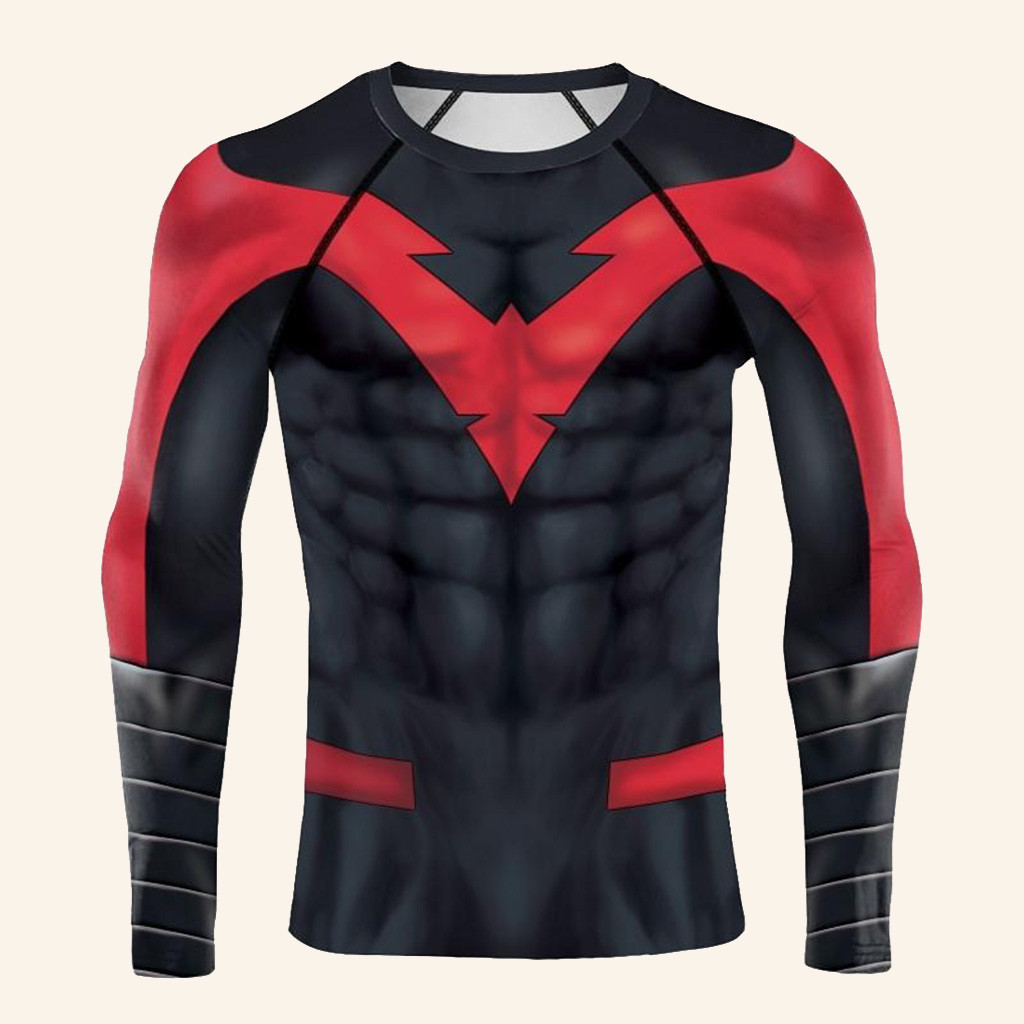 Nightwing Long Sleeve Compression Shirt Red Hood Rash Guard Gifts For Men Nightwing Long Sleeve Compression Shirt Red Hood Rash Guard Gifts For Men