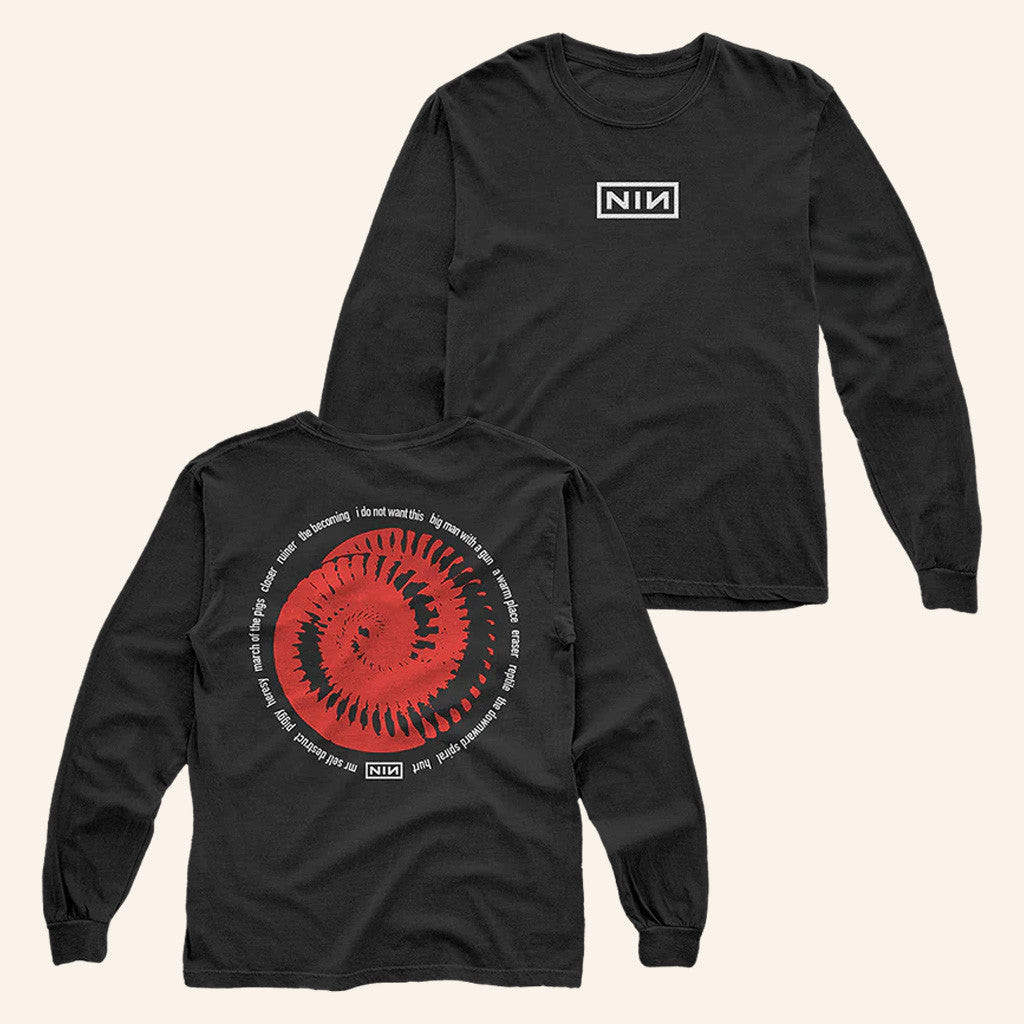 NIN Peel It Back Tour Merch NIN Red Spiral Long Sleeve T-Shirt Nine Inch Nails Merch NIN Peel It Back Tour Merch NIN Red Spiral Long Sleeve T-Shirt Nine Inch Nails Merch