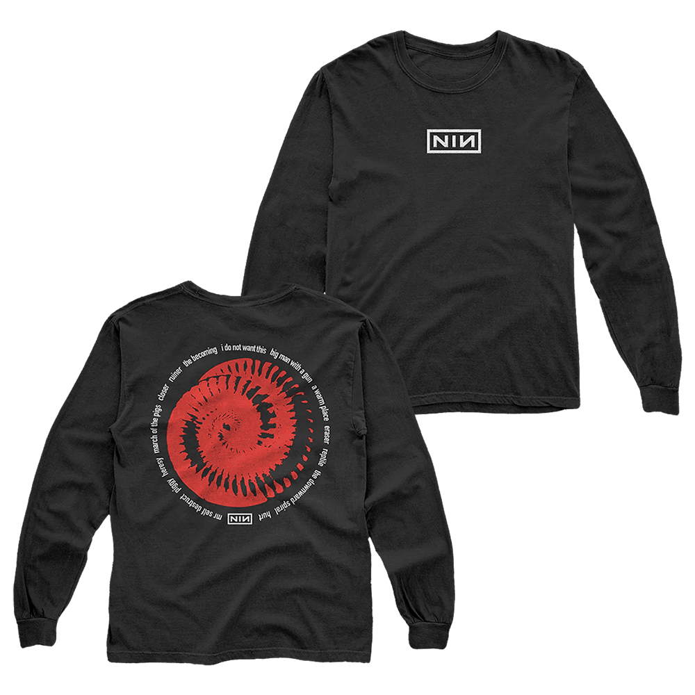 Nine Inch Nails Merch NIN Red Spiral Long Sleeve Shirt Father's Day Gifts For Husband
