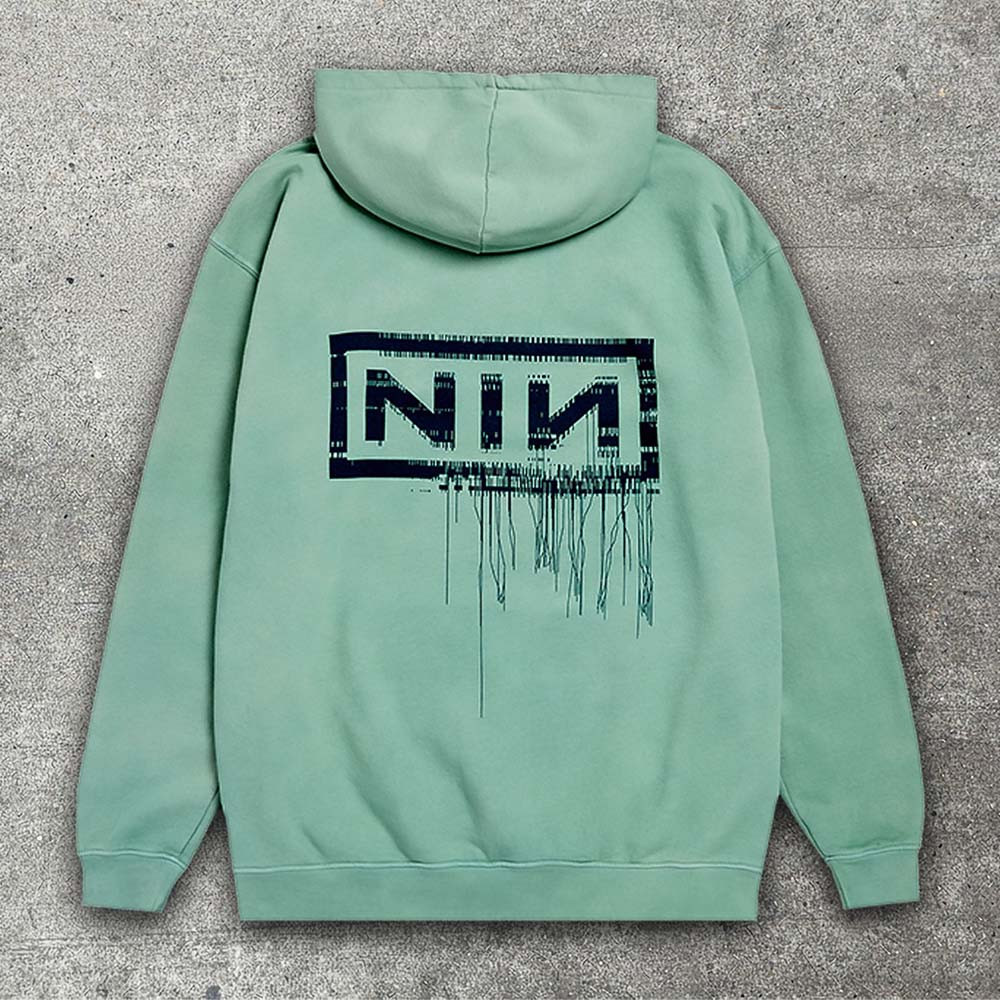 Nine Inch Nails NIN Logo Glitch Hoodie Peel It Back Tour 2025 Merch Industrial Rock Band Fan Apparel