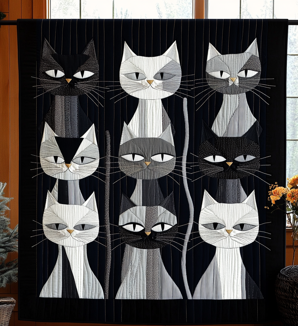 Nine Lives Quilted Blanket Cat Christmas Gifts