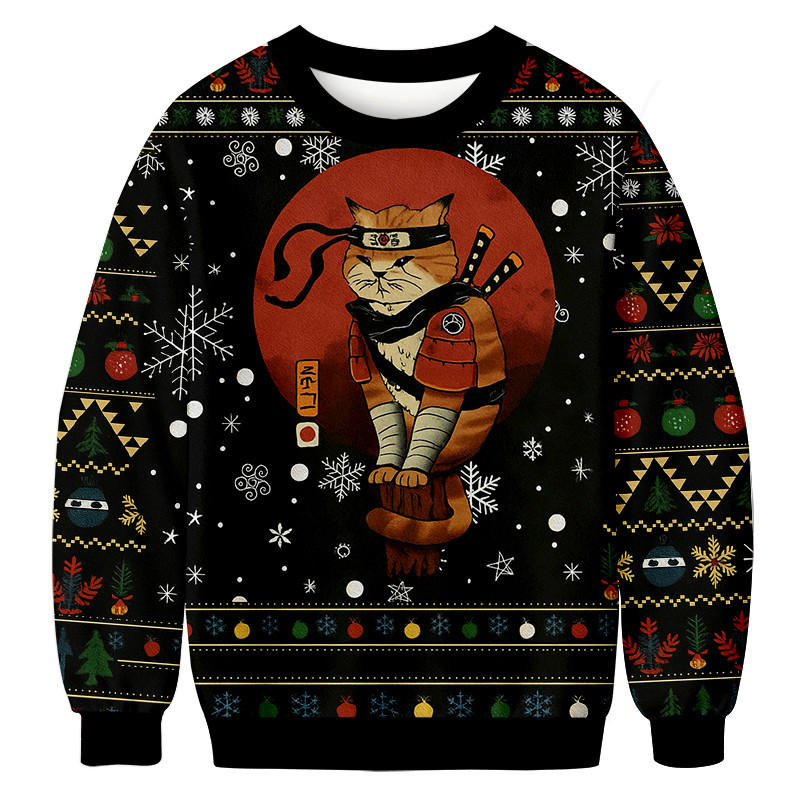 Ninja Cat Christmas Ugly Sweater Holiday Apparel Christmas Gifts For Ninja Lovers