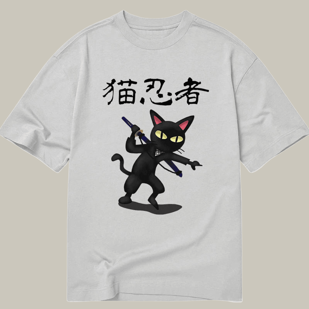 Ninja Cat Classic T-Shirt Animal Themed Kanji Shirt Best Gifts For Cat Lovers