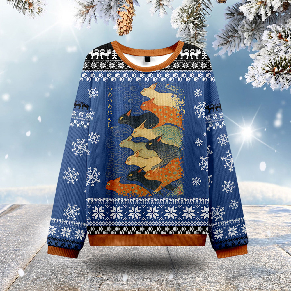 Ninja Cat Ugly Christmas Sweater Animal Themed Xmas Wear Christmas Present Ideas