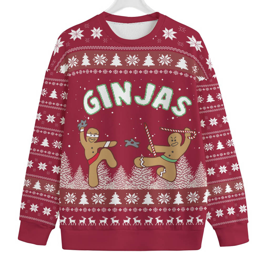 Ninja Gingerbread Plus Size Womens Ugly Christmas Sweater Trending Christmas Merch Gift 2025 Collection
