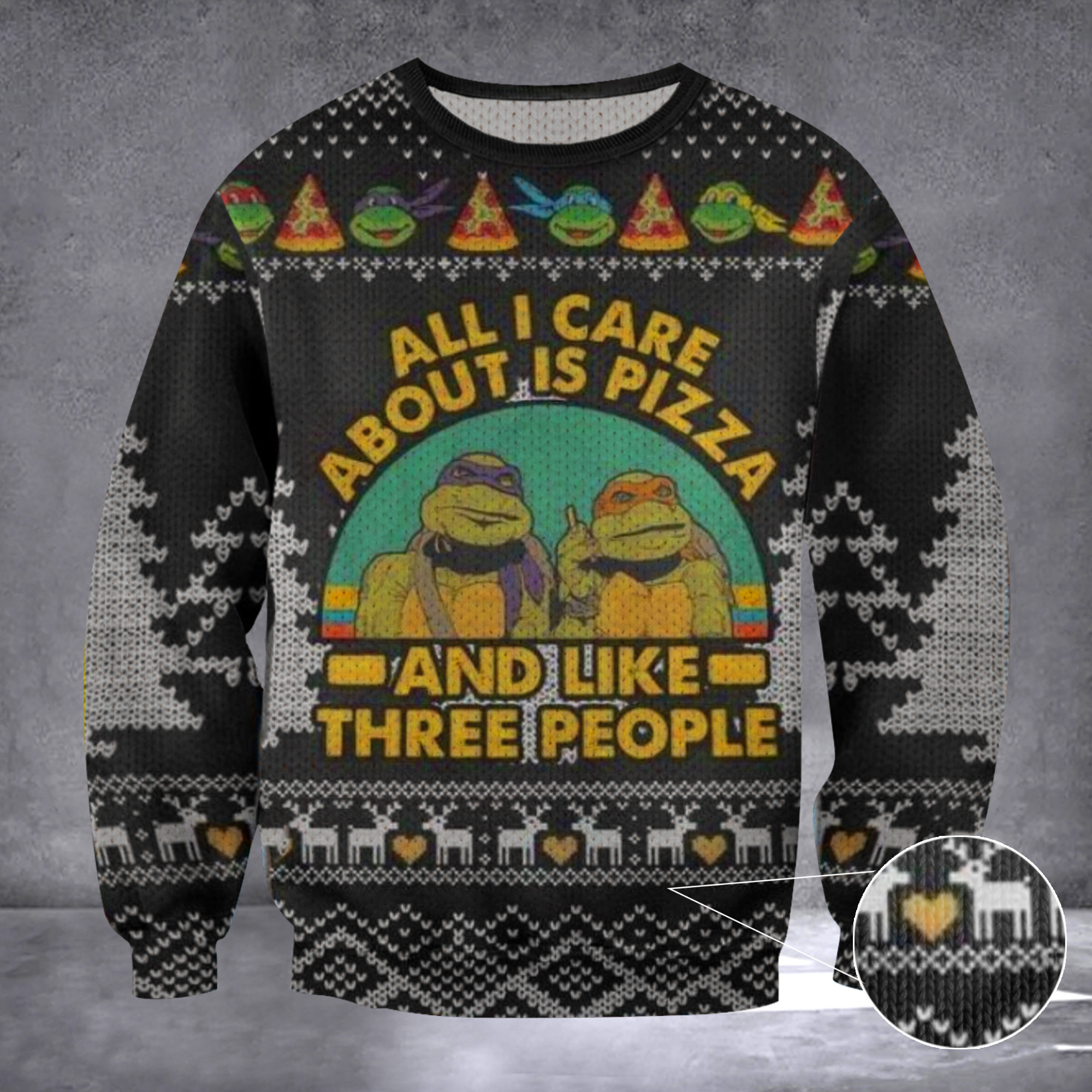 Ninja Turtle Sweater Tmnt Sweater All I Care About Is Pizza And Like Three People