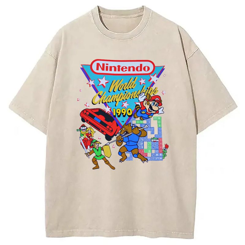 Nintendo 1990 World Championships Washed T-Shirt Retro Humor Outfit Idea Gifts For Sister Nintendo 1990 World Championships Washed T-Shirt Retro Humor Outfit Idea Gifts For Sister