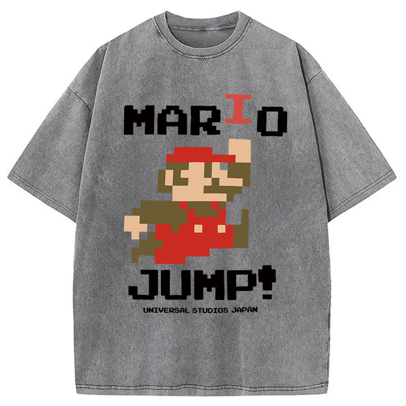 Nintendo Mario Jump Washed T-Shirt Funny Aesthetic Trendy Apparel Gifts For Sister