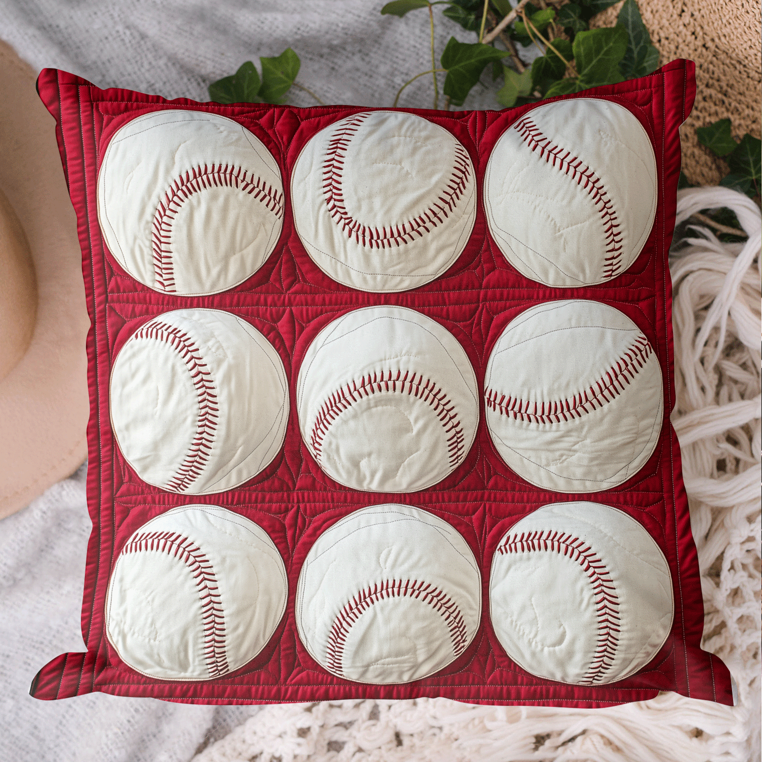 Ninth Inning Quilted Pillow Case Holiday Throw Pillow Gift