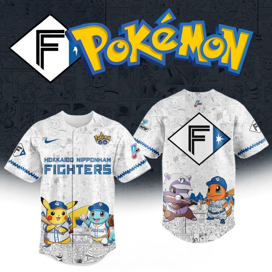 Nippon Ham Fighters x Pokemon Baseball Jersey Gift For Baseball Lover