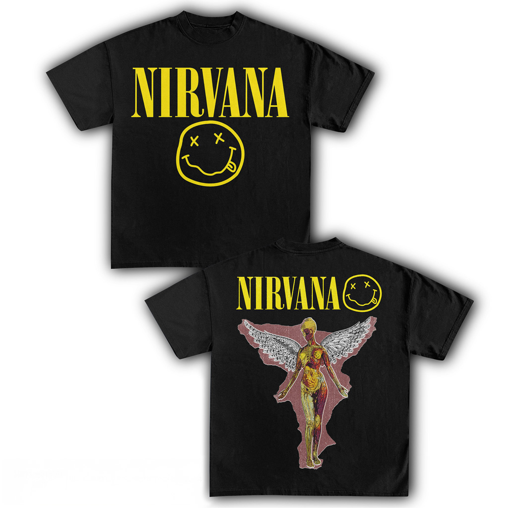 Nirvana Black T-Shirt Nirvana Merch Music Related Gifts For Guys Nirvana Black T-Shirt Nirvana Merch Music Related Gifts For Guys