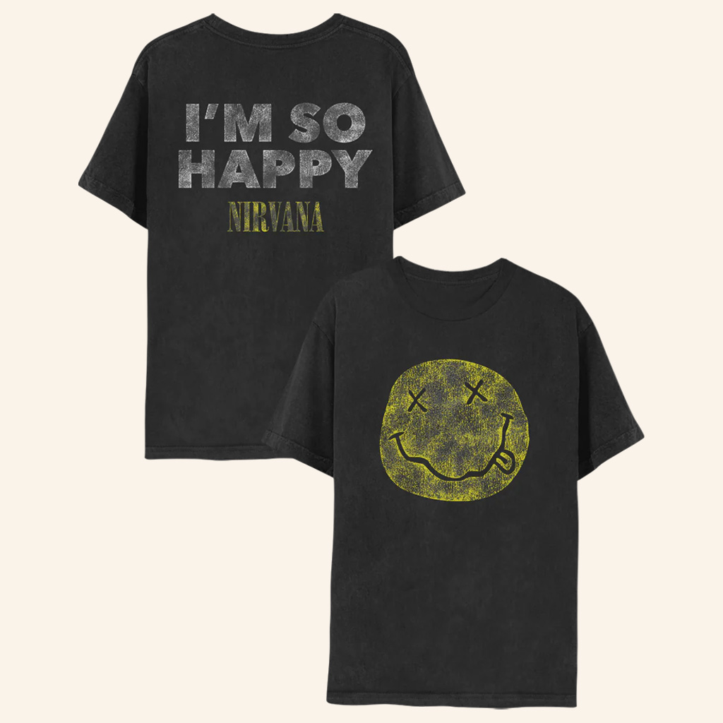 Nirvana Merch I'm So Happy Smiley T-Shirt Husband Christmas Gift Ideas Nirvana Merch I'm So Happy Smiley T-Shirt Husband Christmas Gift Ideas