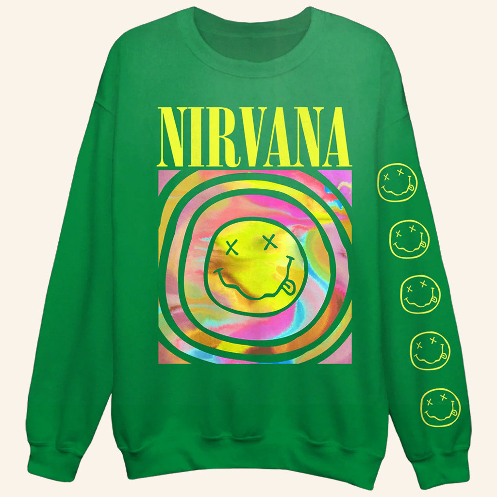 Nirvana Merch Nirvana Green Spiral Sweatshirt Best Christmas Gifts For Sister Nirvana Merch Nirvana Green Spiral Sweatshirt Best Christmas Gifts For Sister
