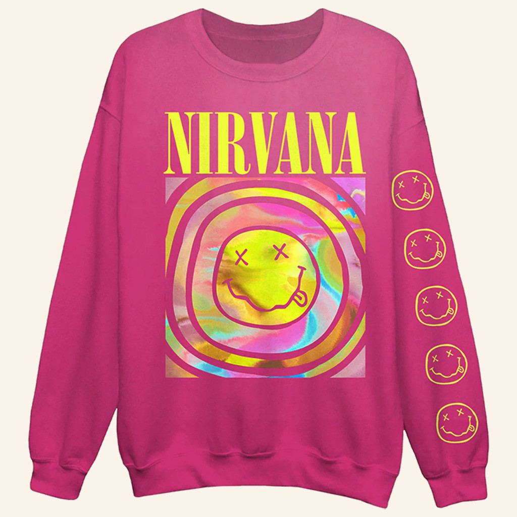 Nirvana Merch Nirvana Pink Spiral Sweatshirt Unique Christmas Gifts For Her Nirvana Merch Nirvana Pink Spiral Sweatshirt Unique Christmas Gifts For Her