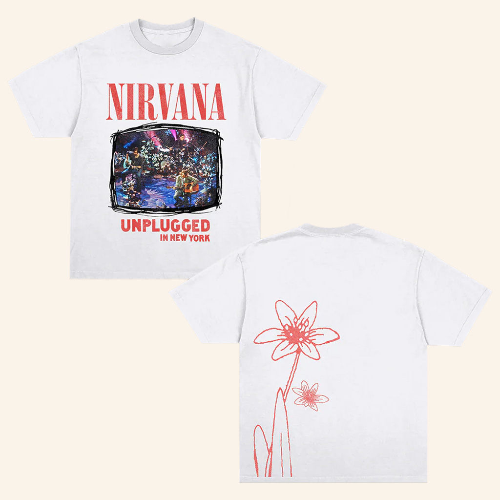 Nirvana Merch Unplugged In New York Flower T-Shirt Xmas Presents For Her Nirvana Merch Unplugged In New York Flower T-Shirt Xmas Presents For Her
