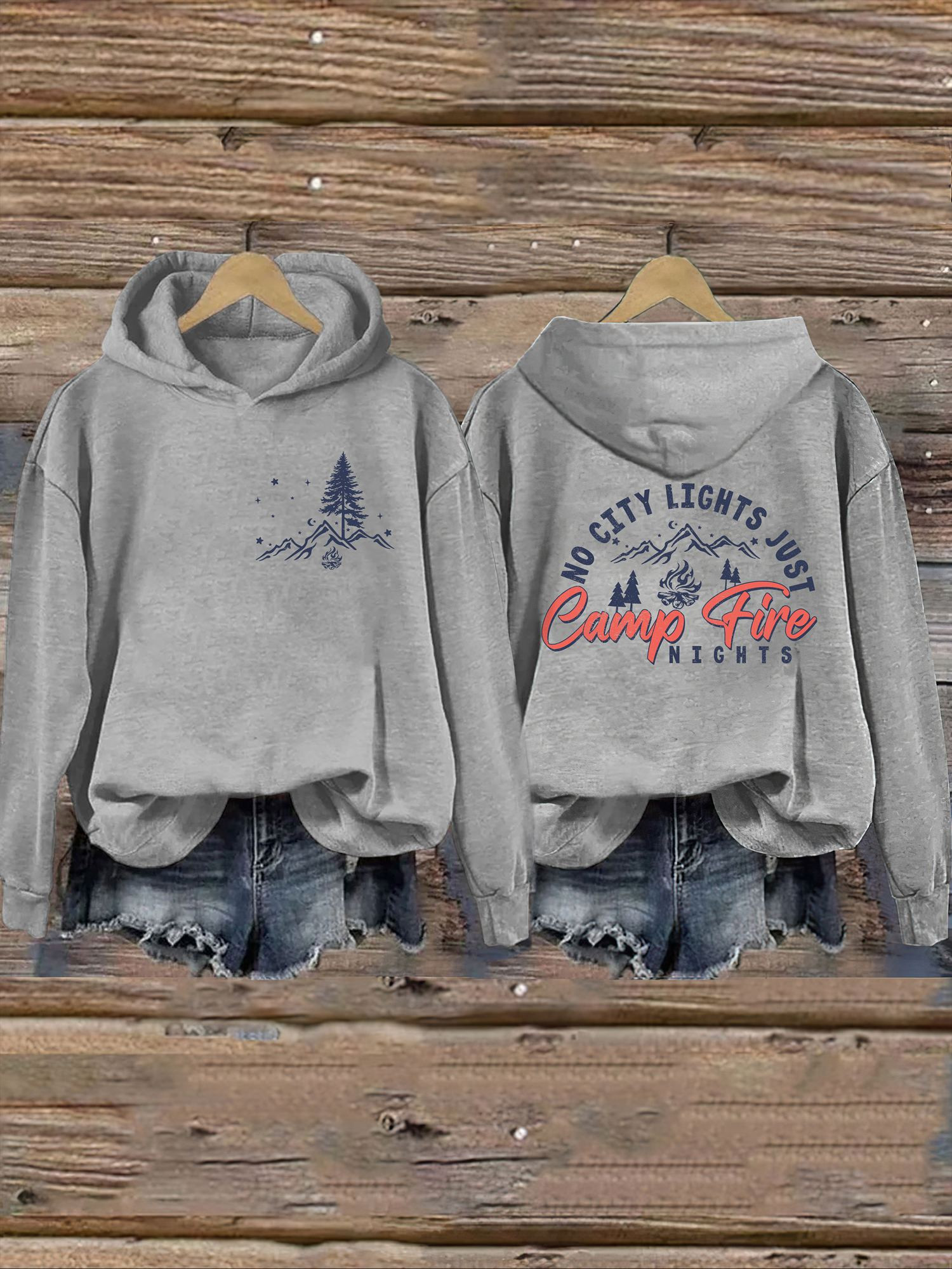 No City Lights Just Campfire Nights Hoodie Novelty Graphic Hoodie Ideas Gift For Her