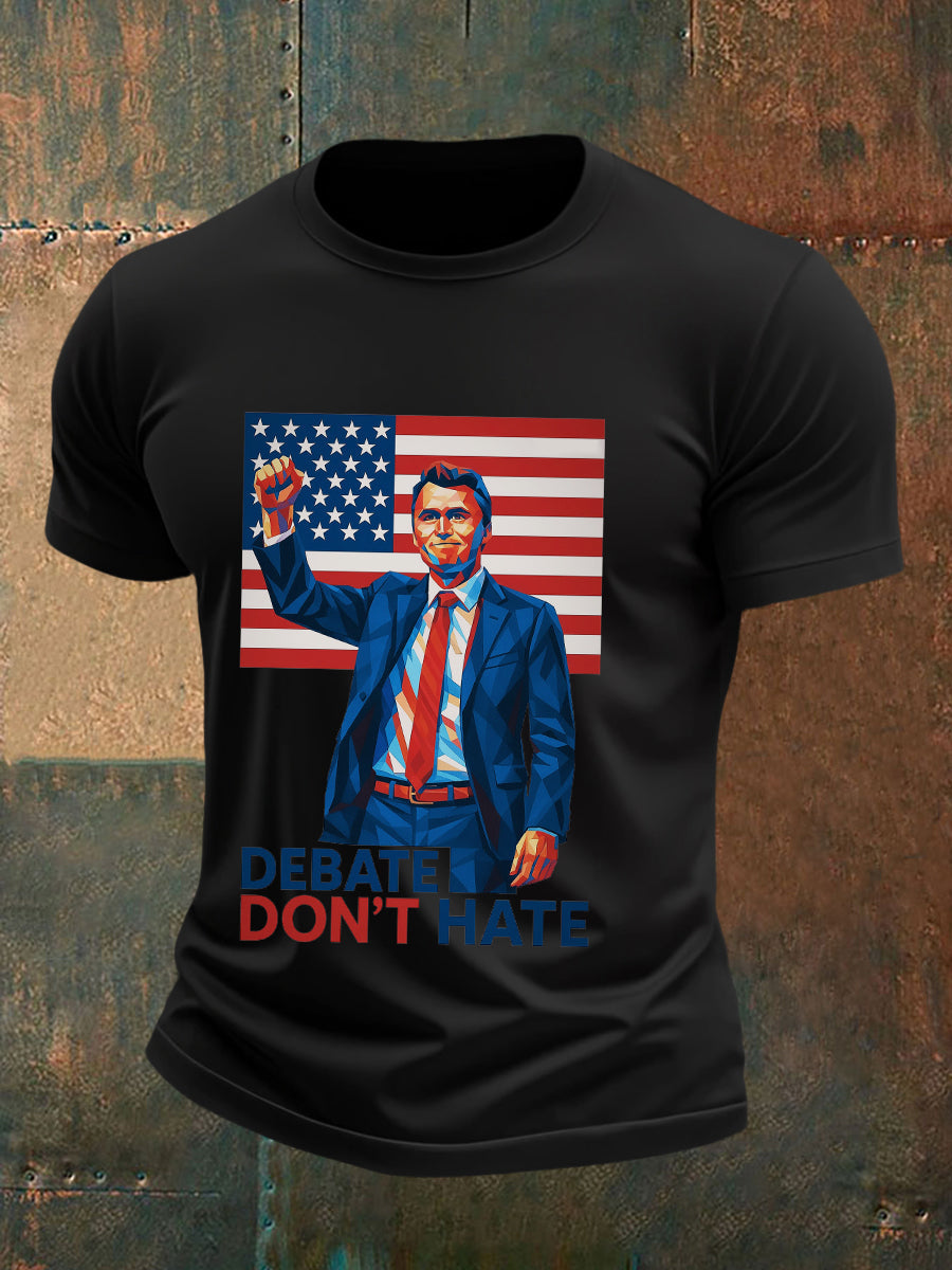 No Hate T Shirt Black Charlie Kirk Clothing