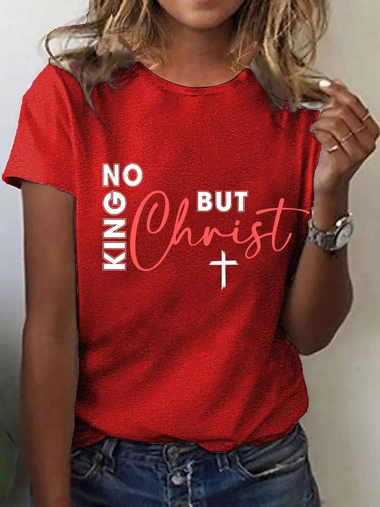 No King But Christ Red T-Shirt No Kings Apparel Gifts For Christians