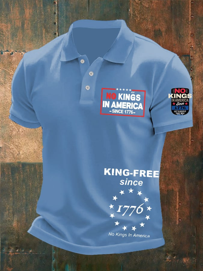No King In America Since 1776 Polo Shirt FDT Men's Patriotic Apparel Dad Gifts