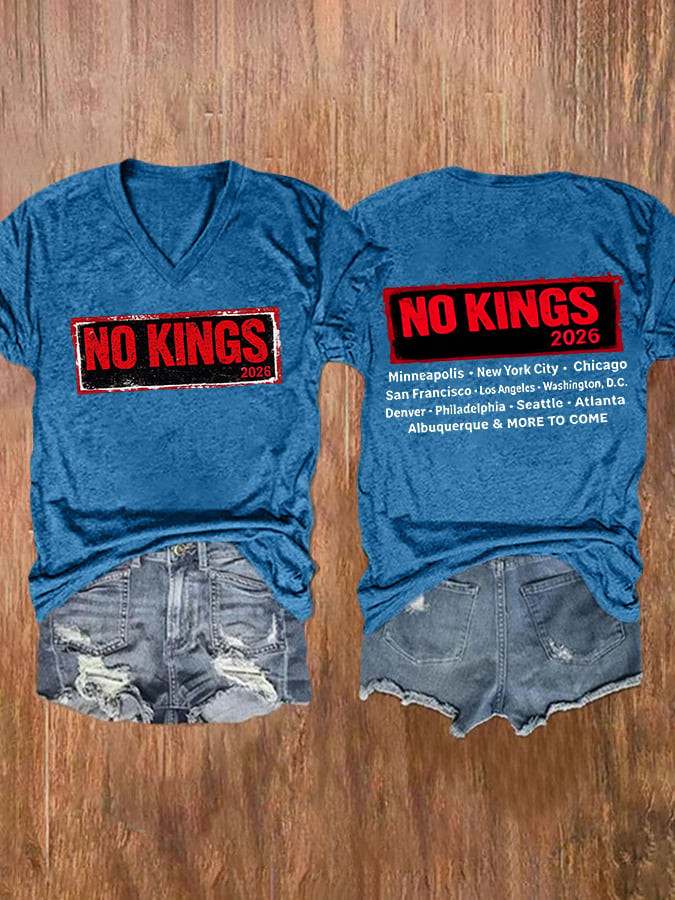 No Kings 2026 Nationwide Protest V-Neck Shirt Political Resistance Clothing Gift For Supporters