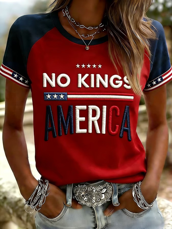 No Kings America Raglan T-Shirt Political Statement Shirt Patriotic Protest Clothing Best Gift For Supporters