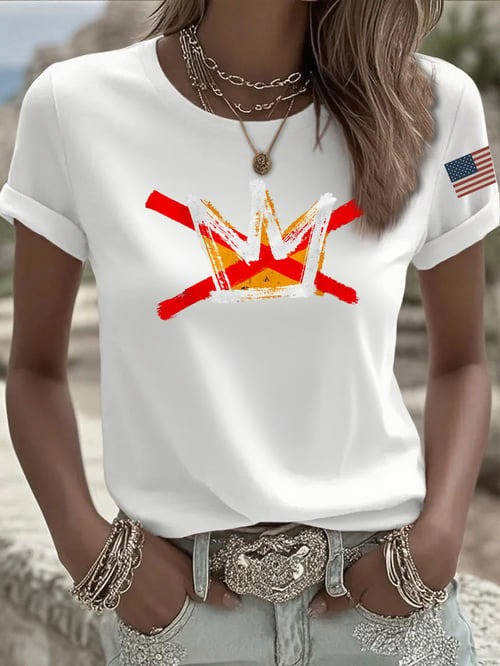 No Kings Crown Brushstroke Shirt USA Flag Anti Fascism Protest Political Activist Tee Gifts