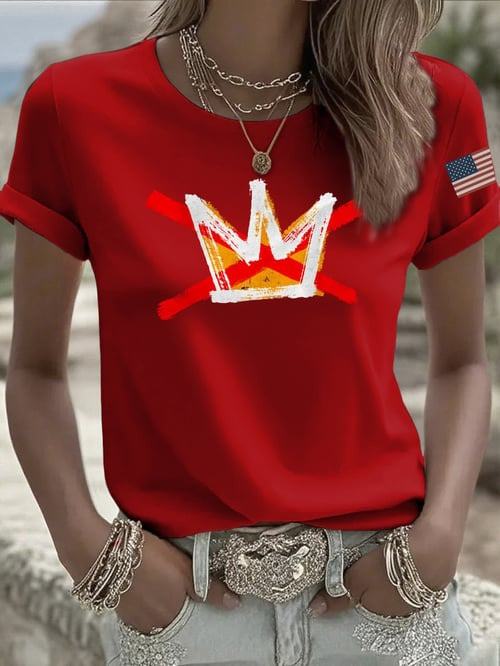 No Kings Crown Brushstroke Shirt USA Flag Anti Fascism Protest Political Activist Tee Gifts
