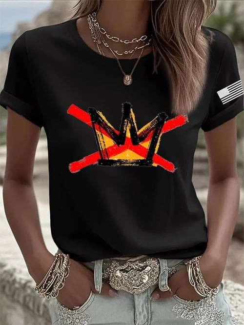 No Kings Crown Brushstroke Shirt USA Flag Clothing Political Protest Gifts For Freedom Fans