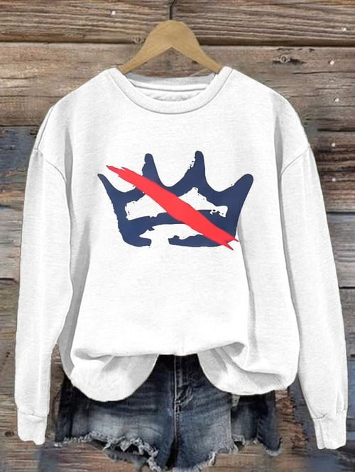 No Kings Crown Brushstroke Sweatshirt Political Protest Humor Clothes Gifts For Friends