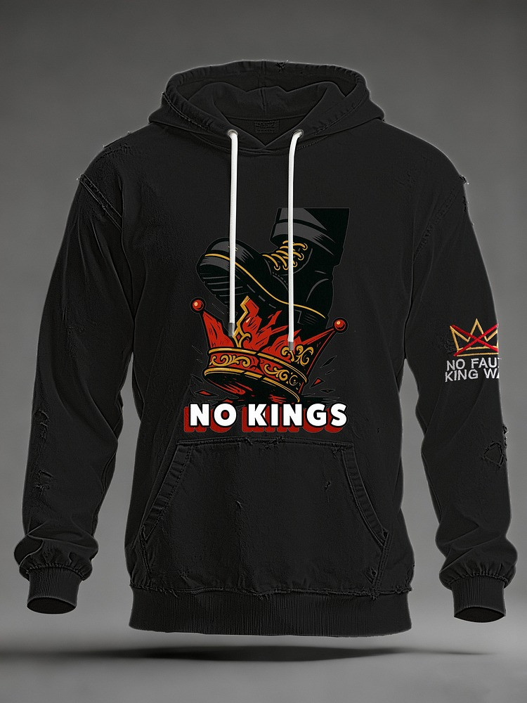 No Kings Crush Crown Hoodie No Faux King Way Hoodie Anti Fascist Merch Anti Trump Gifts