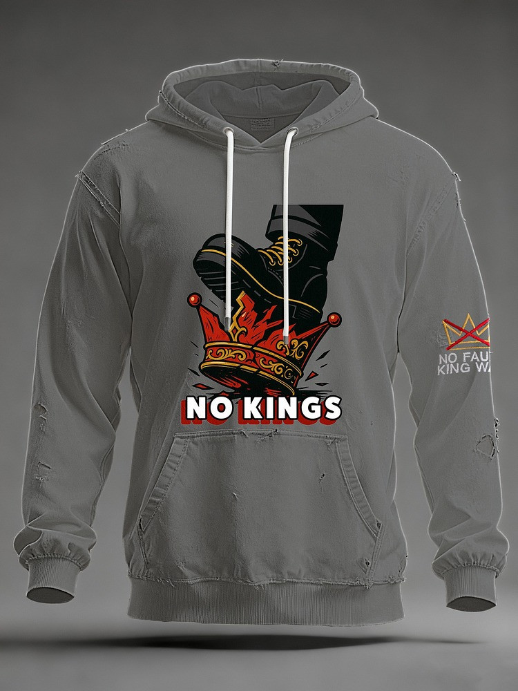 No Kings Crush Crown Hoodie No Faux King Way Hoodie Antifa Merch Anti Trump Gifts