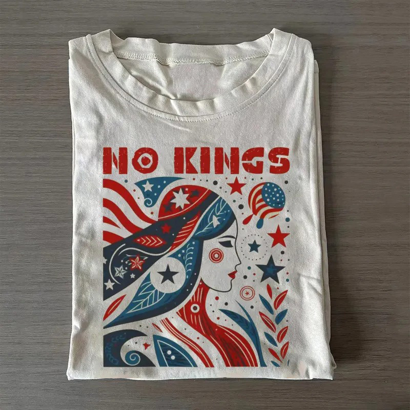 No Kings Fireworks T-Shirt Patriotic Protest Graphic Tee Gift For Voters