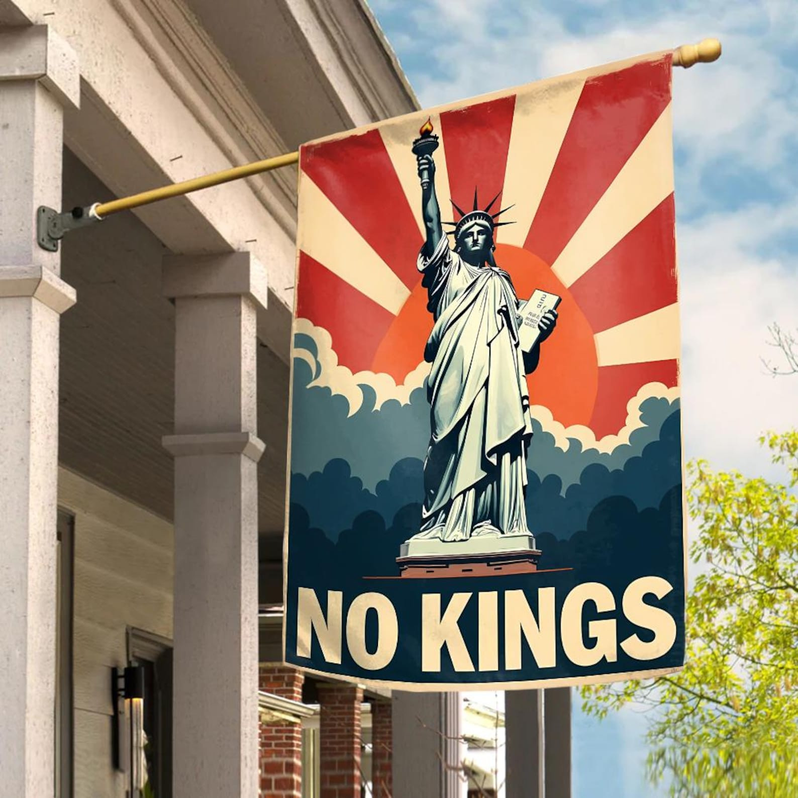 No Kings Grommet Flag Anti Trump Merch Liberal Leftist Democrat Gift