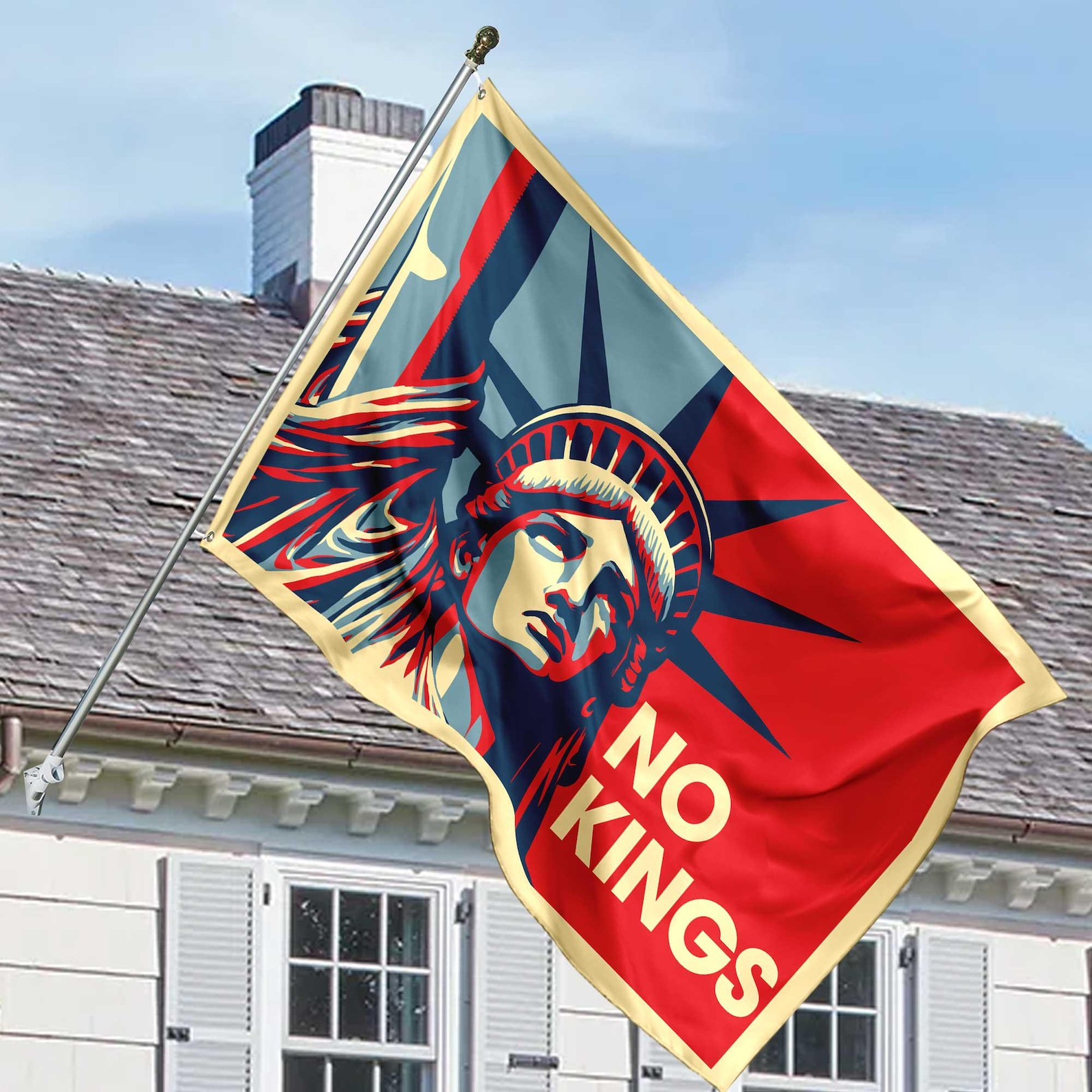No Kings In America Grommet Flag Anti Trump House Flag Liberal Leftist Democrat Gift