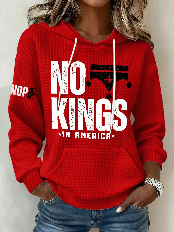 No Kings In America Hoodie No Kings Rally Hooded Sweatshirt Patriotic Gifts For Women