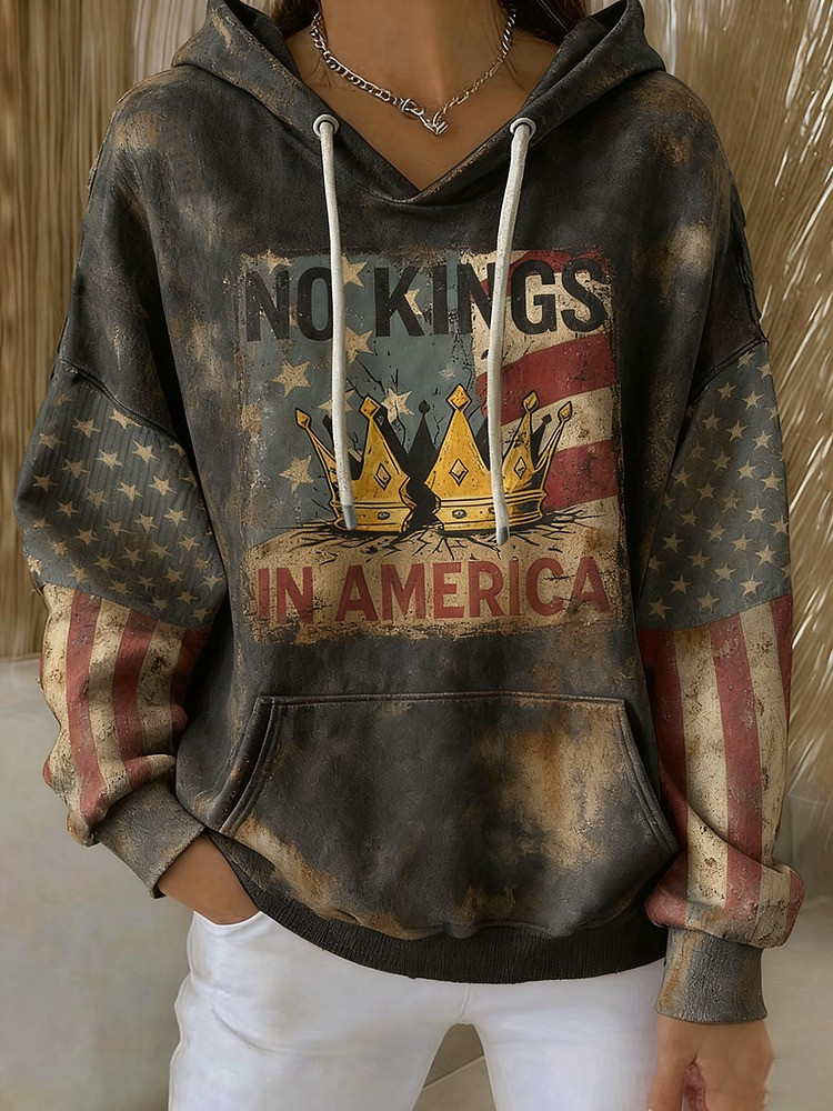 No Kings In America Hoodie USA Flag No Kings Protest Merch Gifts Ideas
