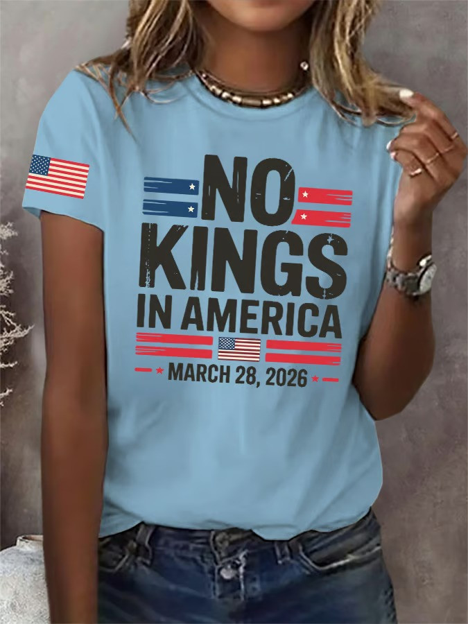 No Kings In America March 28 2026 American T-Shirt Political Protest Clothing Gift For Activists