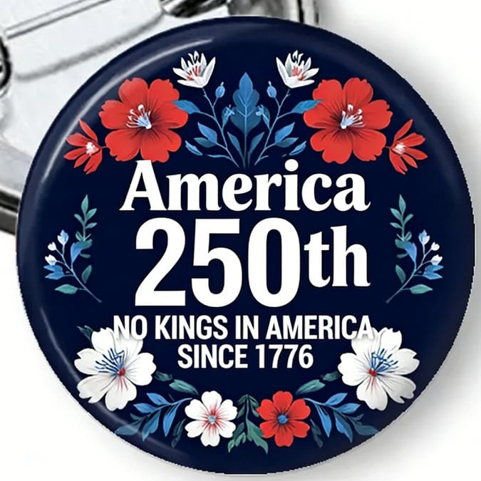 No Kings In America Since 1776 Floral Button Anti ICE Merch Good Gift For Supporter