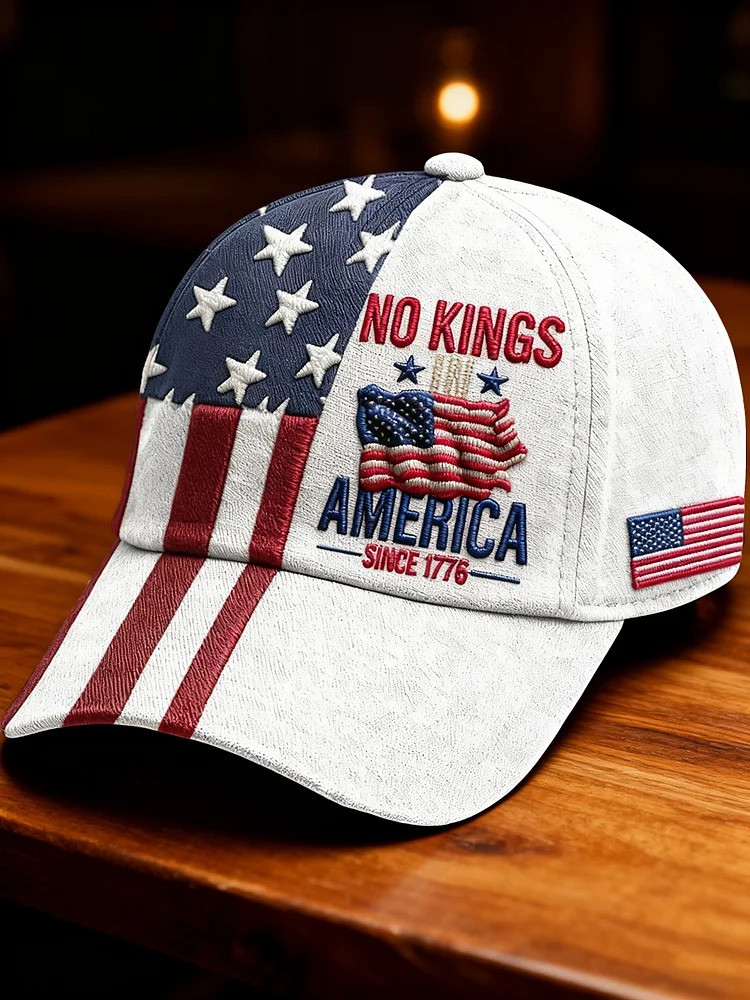 No Kings In America Since 1776 Hat USA Flag Ball Cap No Kings Protest Merch Anti Trump Gifts