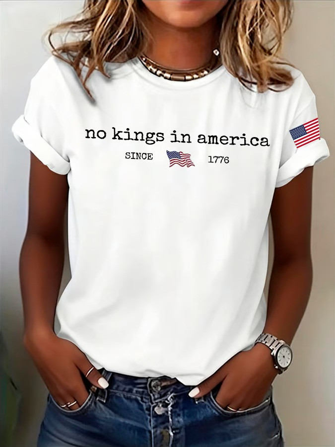 No Kings In America Since 1776 Minimal T-Shirt Political Statement Shirt American Flag Gift For Supporters
