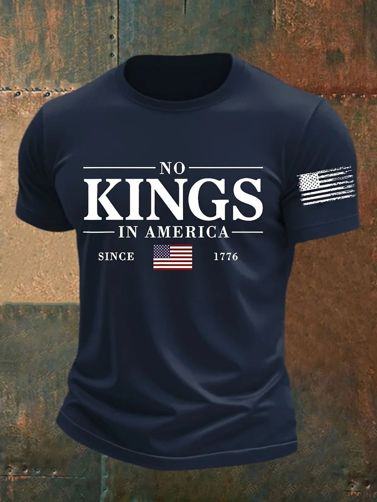 No Kings In America Since 1776 T-Shirt USA Flag No Kings Protest Merch Gifts For Men