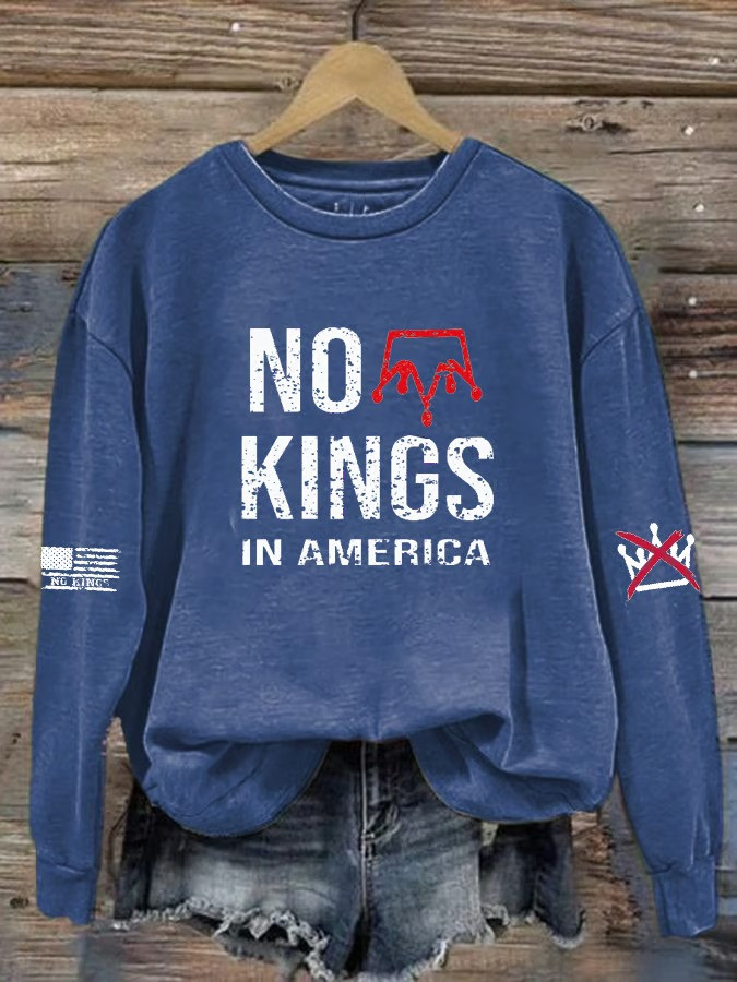 No Kings In America Sweatshirt March 28 Protest Clothing Patriotic American Flag Gift For Supporters