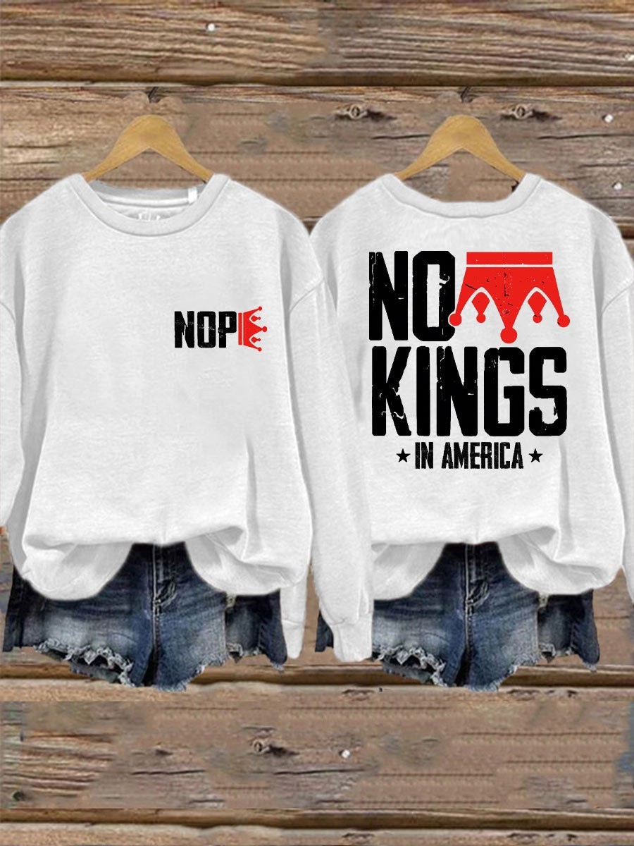 No Kings In America Sweatshirt Nope Apparel Political Protest Gifts For Freedom Fans