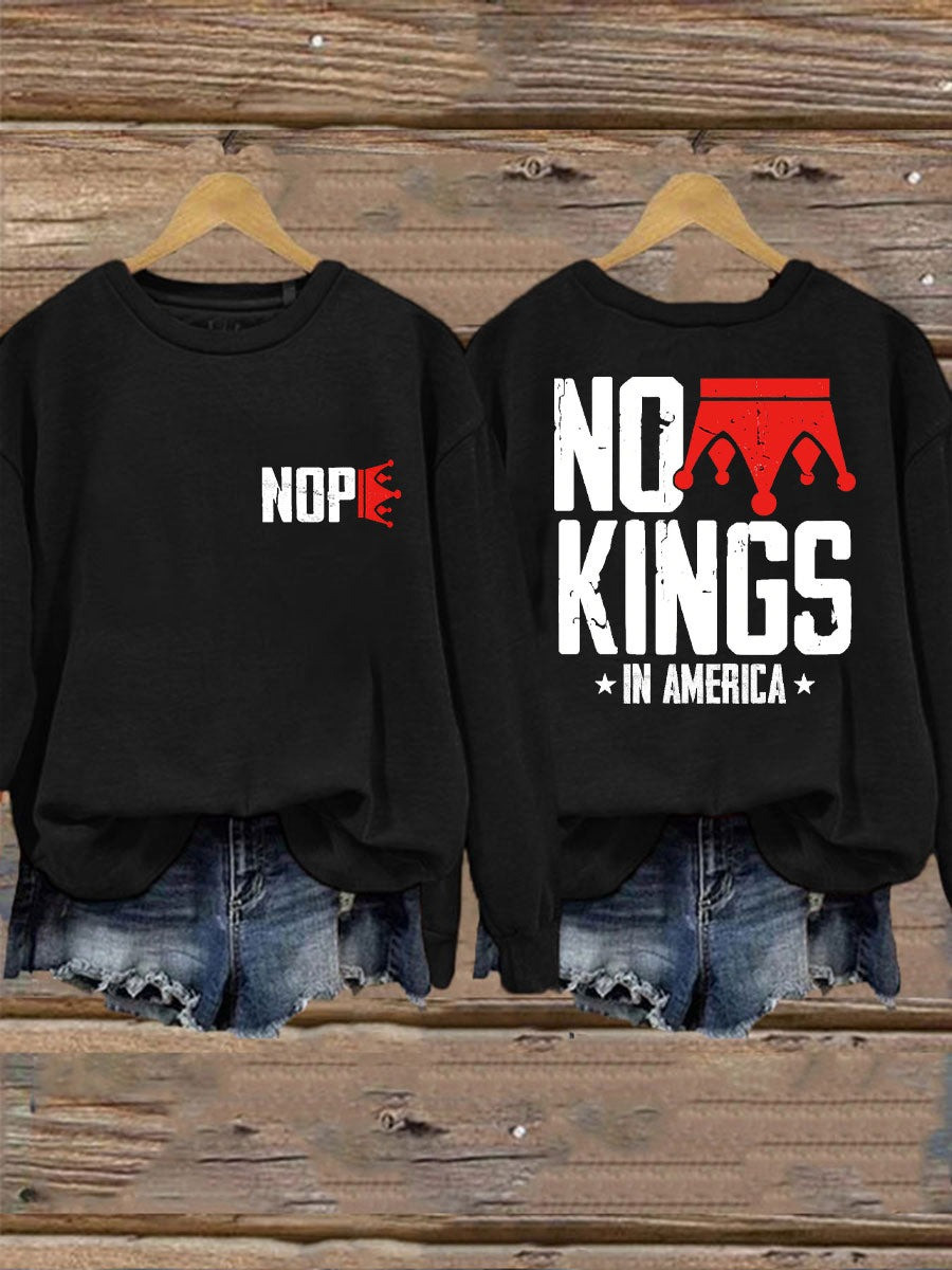 No Kings In America Sweatshirt Nope Apparel Political Protest Gifts For Freedom Fans