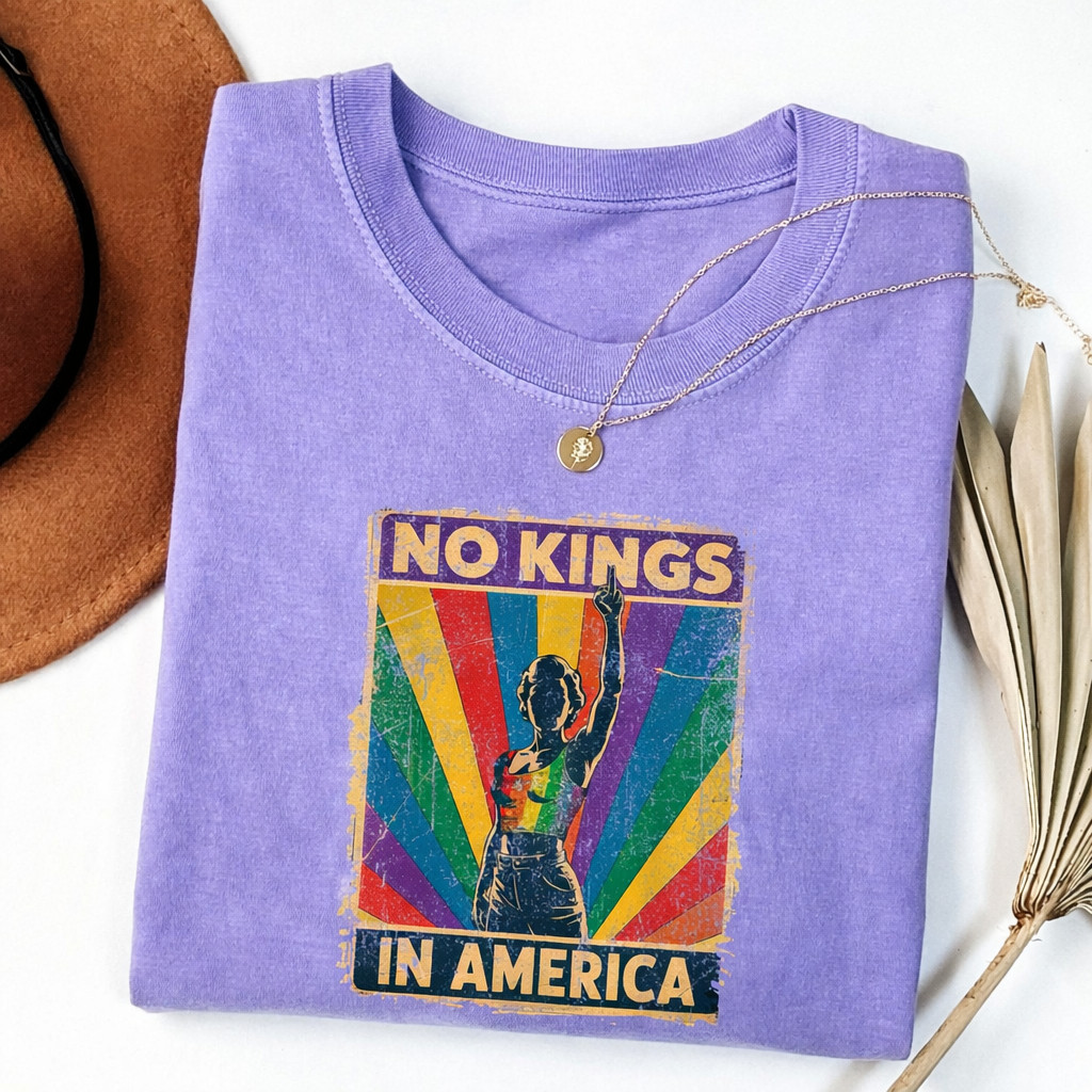 No Kings In America T-Shirt LGBT Support Apparel Gift For Anti Trump Political
