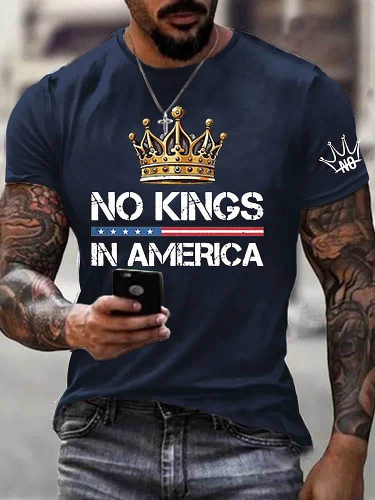 No Kings In America T-Shirt No Kings Merch Anti MAGA Apparel Gifts For Men