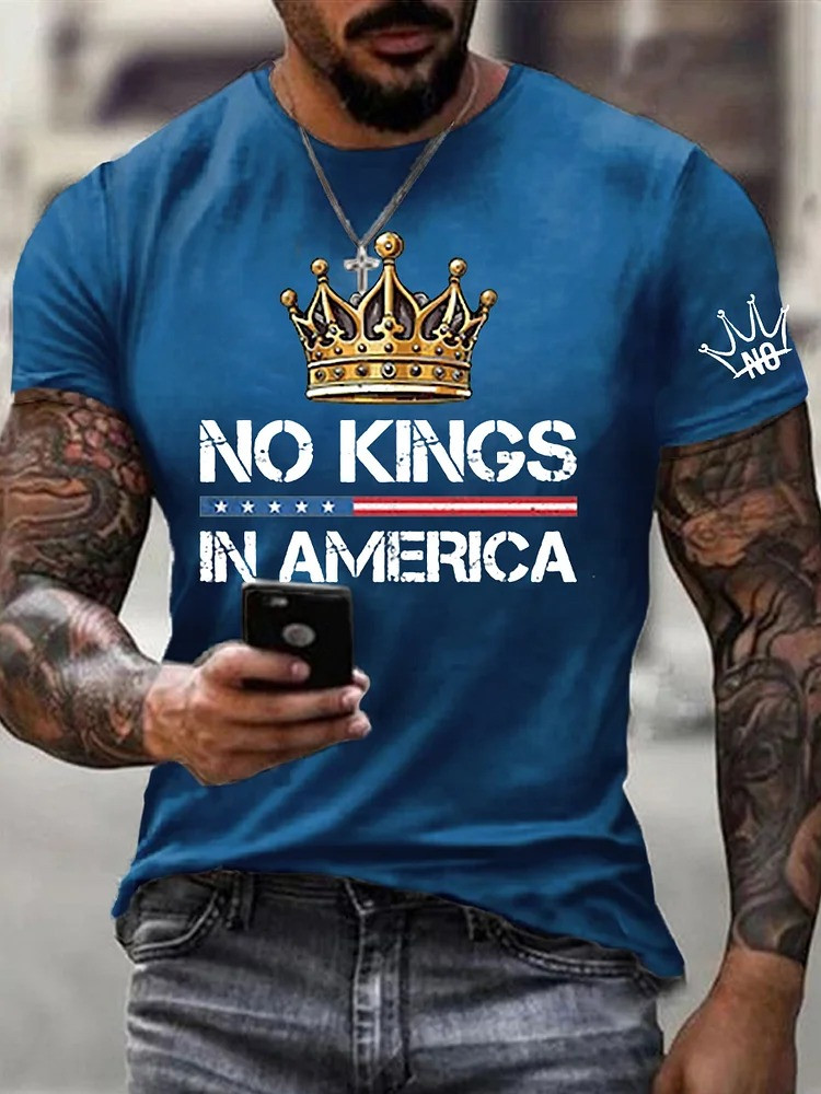 No Kings In America T-Shirt No Kings Merch Anti Trump Clothing Gifts For Men