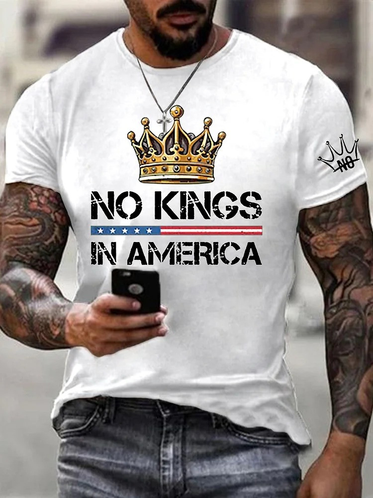 No Kings In America T-Shirt No Kings Protest Merch Anti Trump Apparel Gifts For Men