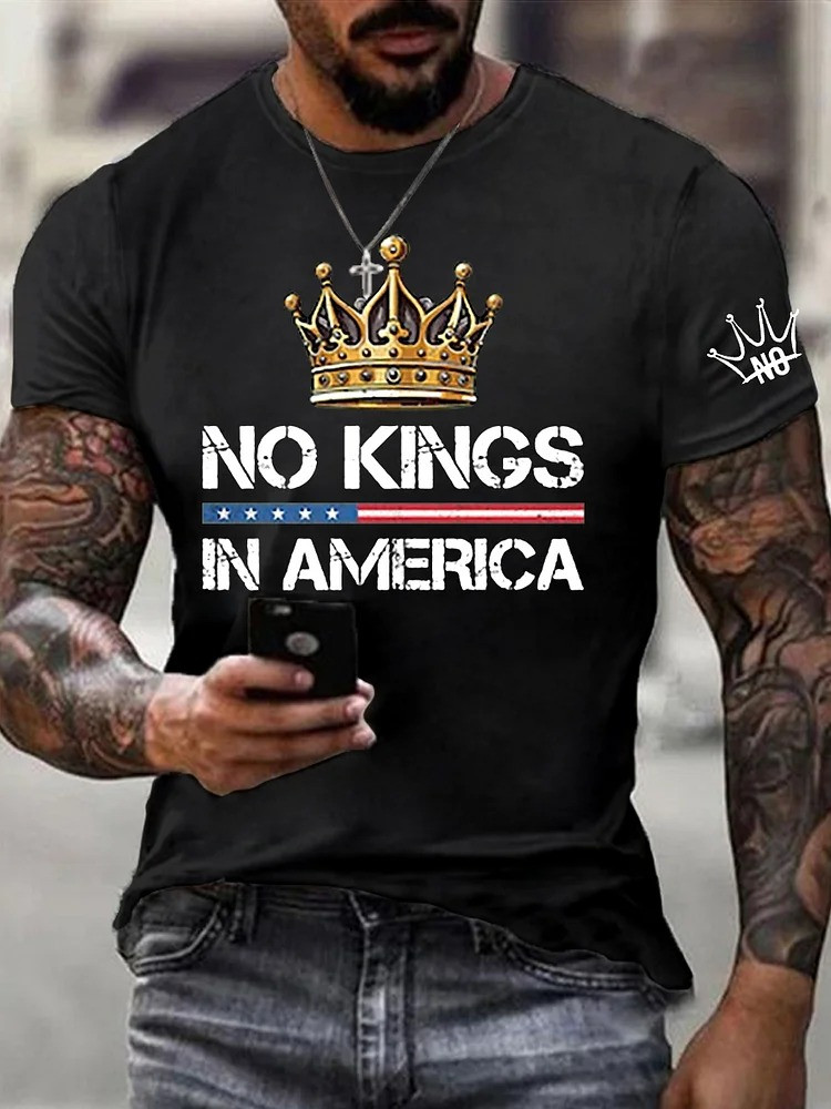 No Kings In America T-Shirt No Kings Protest Merch Anti Trump Clothing Gifts For Men